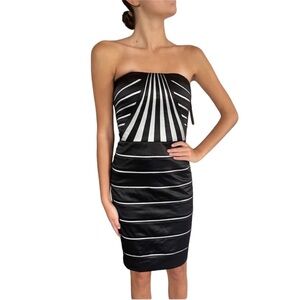 Jovani Strapless Cocktail Dress Black/White